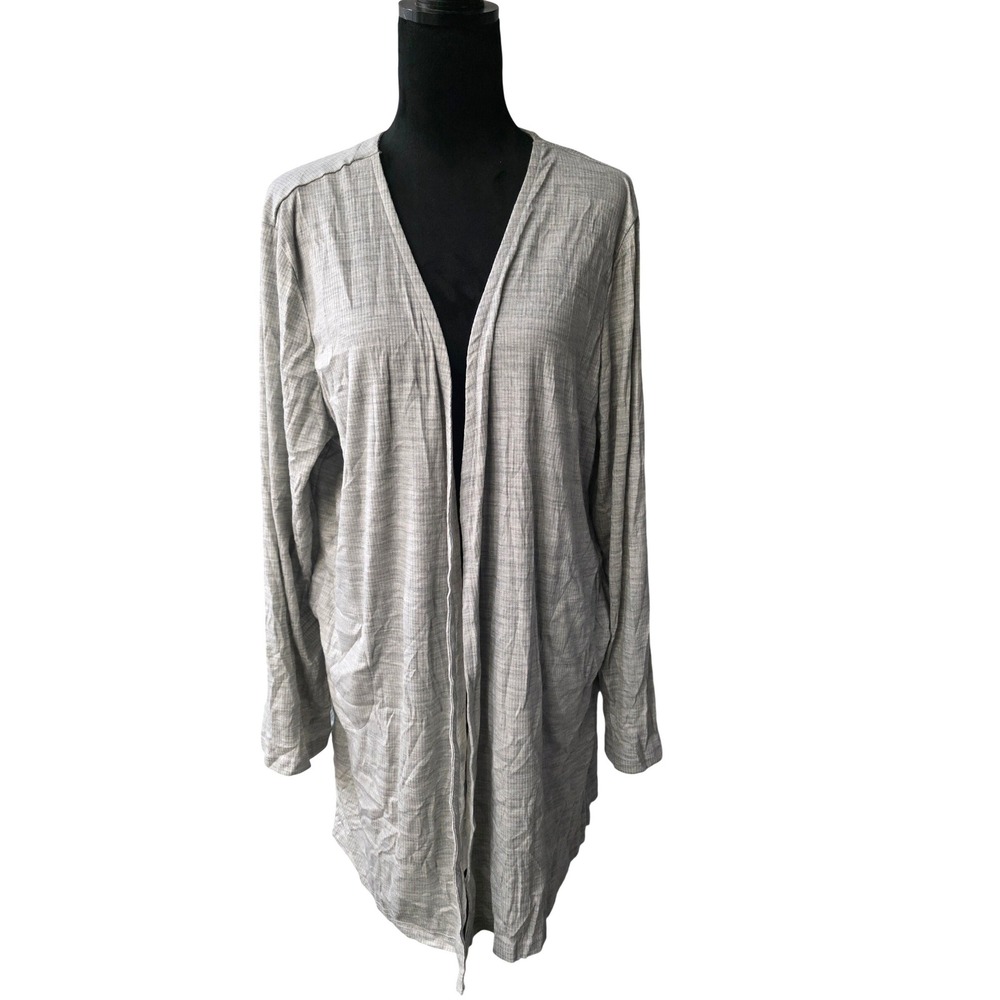 Muk Luks Gray Marled Knit Duster Cardigan Long Sleeve TXL Open Front A3